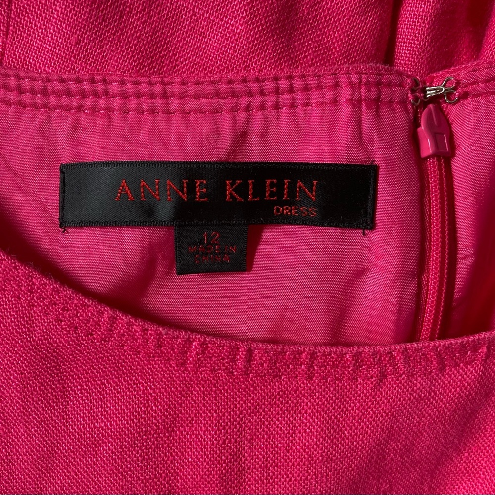 Anne Klein Dress Pink Linen Sheath Dress - Picture 8 of 8